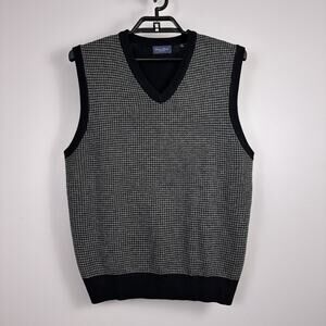 Patrick Assaraf Linea Rossa Signature Wool Blend Houndstooth Sweater Vest Med